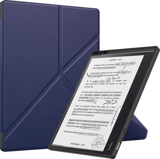 Hoes Geschikt voor Kobo Elipsa 2E Hoesje Bookcase Cover Hoes Trifold - Hoesje Geschikt voor Kobo Elipsa 2E Hoes Cover Case - Donkerblauw van Merkloos