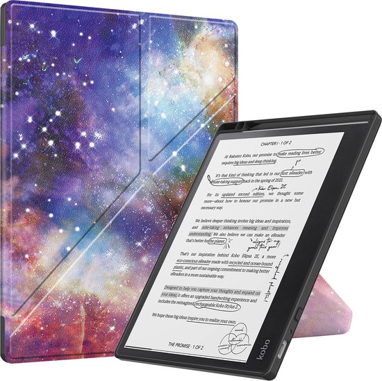 Hoes Geschikt voor Kobo Elipsa 2E Hoesje Bookcase Cover Hoes Trifold - Hoesje Geschikt voor Kobo Elipsa 2E Hoes Cover Case - Galaxy van Merkloos