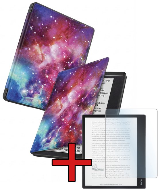 Hoes Geschikt voor Kobo Elipsa 2E - Met Screenprotector - Luxe E-reader Bescherm Case - Hoesje Book Cover - Galaxy