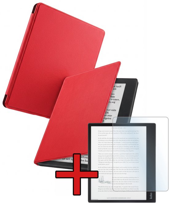 Hoes Geschikt voor Kobo Elipsa 2E - Met Screenprotector - Luxe E-reader Bescherm Case - Hoesje Book Cover - Rood
