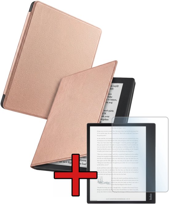 Hoes Geschikt voor Kobo Elipsa 2E - Met Screenprotector - Luxe E-reader Bescherm Case - Hoesje Book Cover - Rosé Goud