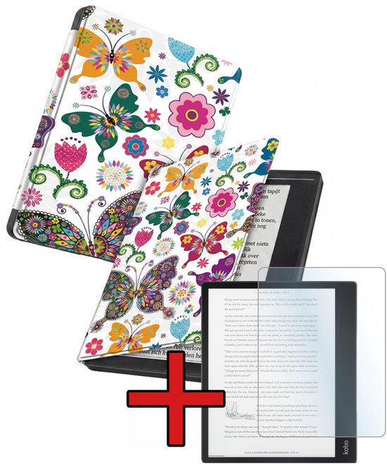 Hoes Geschikt voor Kobo Elipsa 2E - Met Screenprotector - Luxe E-reader Bescherm Case - Hoesje Book Cover - Vlinders