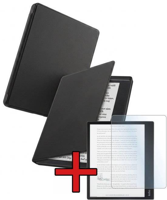 Hoes Geschikt voor Kobo Elipsa 2E - Met Screenprotector - Luxe E-reader Bescherm Case - Hoesje Book Cover - Zwart