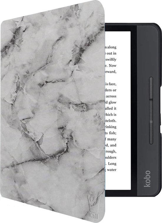 Hoes geschikt voor Kobo Libra 2 - Book Case Premium Sleep Cover Leer Hoesje met Auto/Wake Functie - Marmer van i12Cover