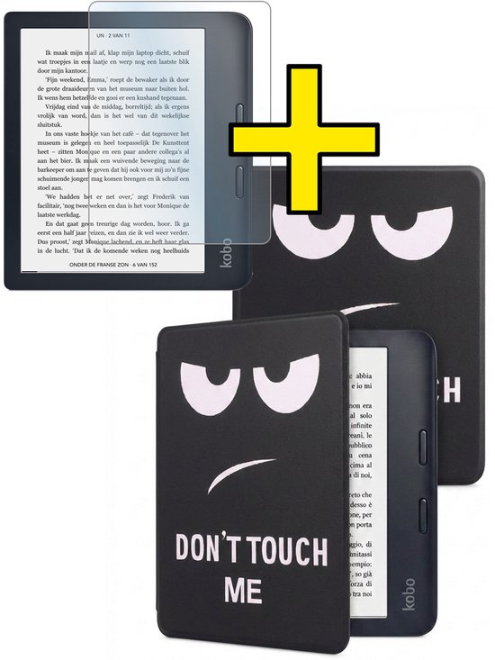 Hoes Geschikt voor Kobo Libra 2 - E-reader Bescherm Hoesje Case Sleep Cover Met Screenprotector - Hoes Geschikt voor Kobo Libra 2 Hoesje - Don't Touch Me
