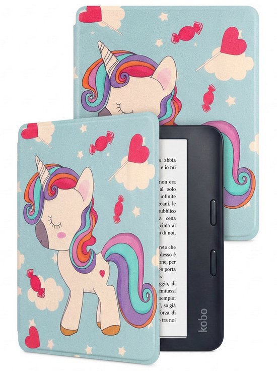 Hoes Geschikt voor Kobo Libra 2 - E-reader Hoesje Bescherm Hoesje Case Sleep Cover - Hoes Geschikt voor Kobo Libra 2 Hoesje - Eenhoorn