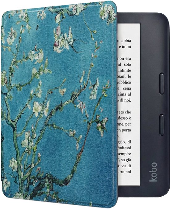 Hoes Geschikt voor Kobo Libra 2 Hoesje Bookcase Cover Book Case Hoes Sleepcover - Bloesem