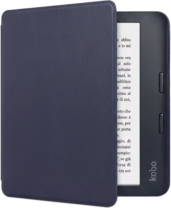 Hoes Geschikt voor Kobo Libra 2 Hoesje Bookcase Cover Book Case Hoes Sleepcover - Donkerblauw