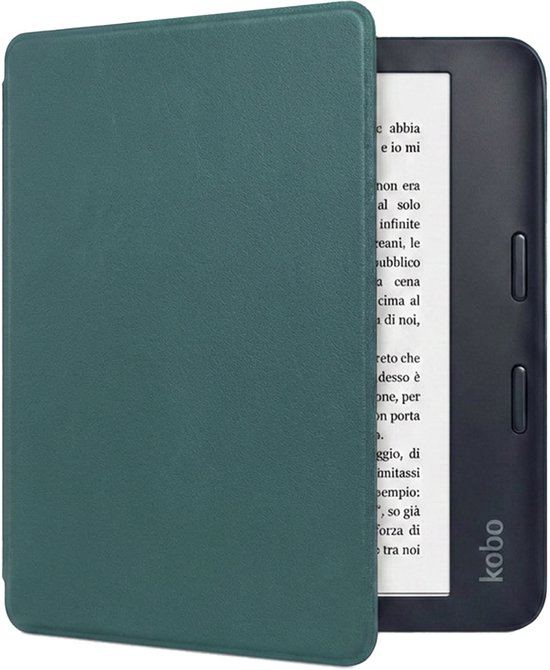 Hoes Geschikt voor Kobo Libra 2 Hoesje Bookcase Cover Book Case Hoes Sleepcover - Donkergroen