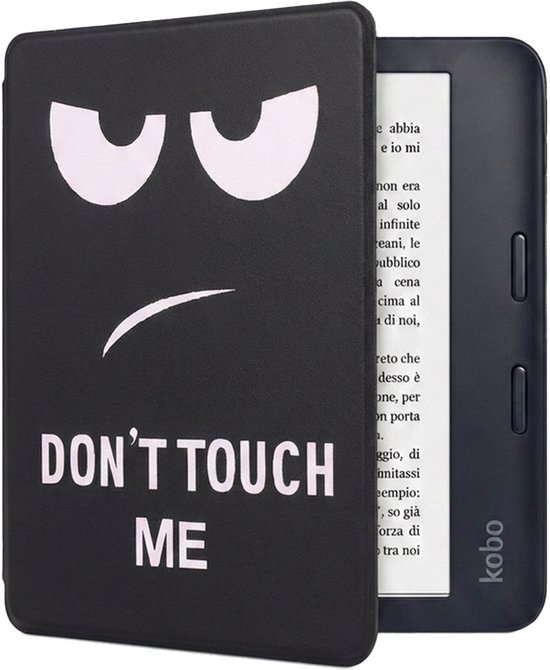 Hoes Geschikt voor Kobo Libra 2 Hoesje Bookcase Cover Book Case Hoes Sleepcover - Don't Touch Me