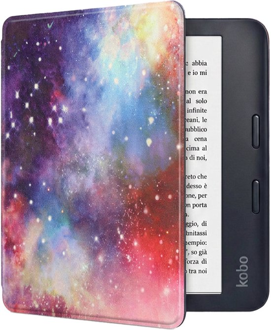 Hoes Geschikt voor Kobo Libra 2 Hoesje Bookcase Cover Book Case Hoes Sleepcover - Galaxy