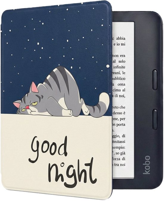 Hoes Geschikt voor Kobo Libra 2 Hoesje Bookcase Cover Book Case Hoes Sleepcover - Kat