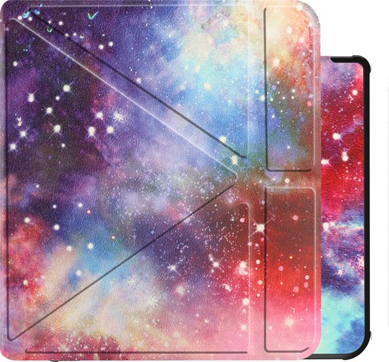 Hoes Geschikt voor Kobo Libra 2 Hoesje Bookcase Cover Book Case Hoes Sleepcover Trifold - Galaxy van Merkloos