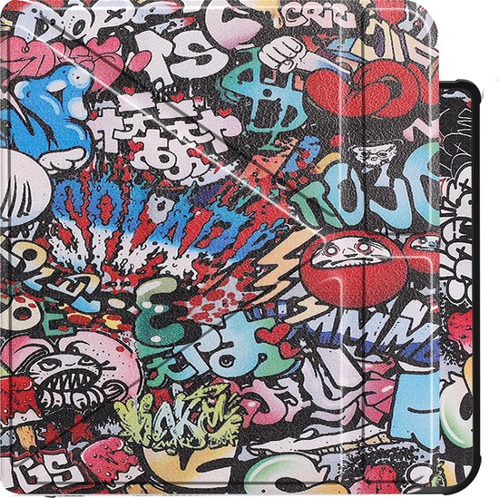 Hoes Geschikt voor Kobo Libra 2 Hoesje Bookcase Cover Book Case Hoes Sleepcover Trifold - Graffity van Populaire.