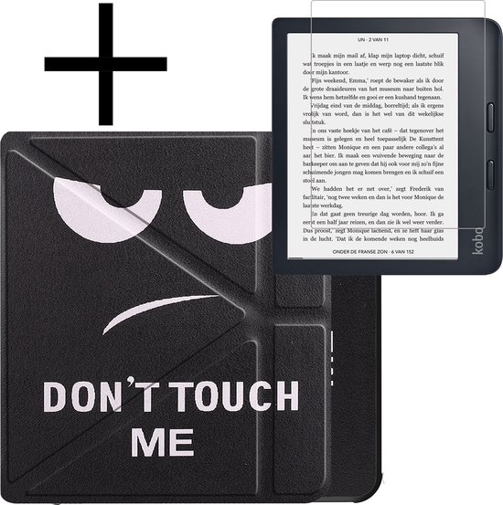 Hoes Geschikt voor Kobo Libra 2 Hoesje Bookcase Cover Book Case Hoes Sleepcover Trifold Met Screenprotector - Don't Touch Me van Fintie
