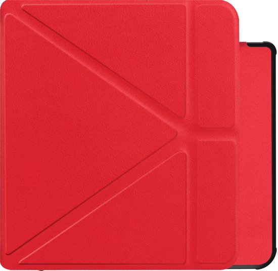 Hoes Geschikt voor Kobo Libra 2 Hoesje Bookcase Cover Book Case Hoes Sleepcover Trifold - Rood van Case2go