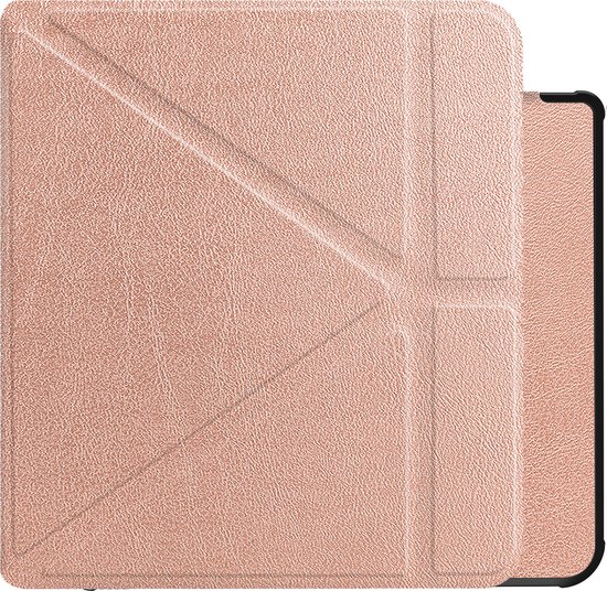 Hoes Geschikt voor Kobo Libra 2 Hoesje Bookcase Cover Book Case Hoes Sleepcover Trifold - Rosé Goud van iMoshion