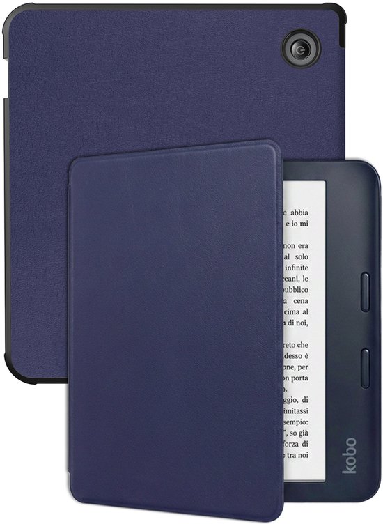 Hoes Geschikt voor Kobo Libra 2 Hoesje Bookcase Cover Hoes - Hoesje Geschikt voor Kobo Libra 2 Hoes Cover Case - Donkerblauw