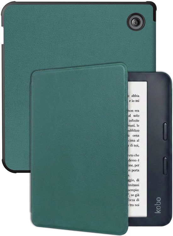 Hoes Geschikt voor Kobo Libra 2 Hoesje Bookcase Cover Hoes - Hoesje Geschikt voor Kobo Libra 2 Hoes Cover Case - Donkergroen