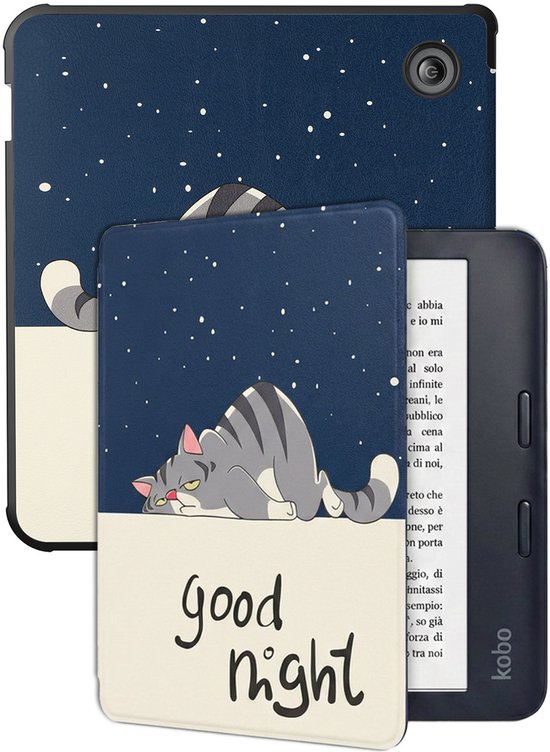 Hoes Geschikt voor Kobo Libra 2 Hoesje Bookcase Cover Hoes - Hoesje Geschikt voor Kobo Libra 2 Hoes Cover Case - Kat