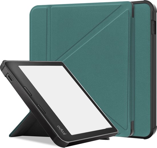 Hoes Geschikt voor Kobo Libra 2 Hoesje Bookcase Cover Hoes Trifold - Hoesje Geschikt voor Kobo Libra 2 Hoes Cover Case - Donkergroen van Accezz