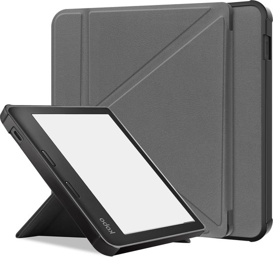 Hoes Geschikt voor Kobo Libra 2 Hoesje Bookcase Cover Hoes Trifold - Hoesje Geschikt voor Kobo Libra 2 Hoes Cover Case - Grijs van Accezz