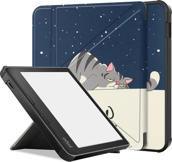 Hoes Geschikt voor Kobo Libra 2 Hoesje Bookcase Cover Hoes Trifold - Hoesje Geschikt voor Kobo Libra 2 Hoes Cover Case - Kat van Mw-tools.
