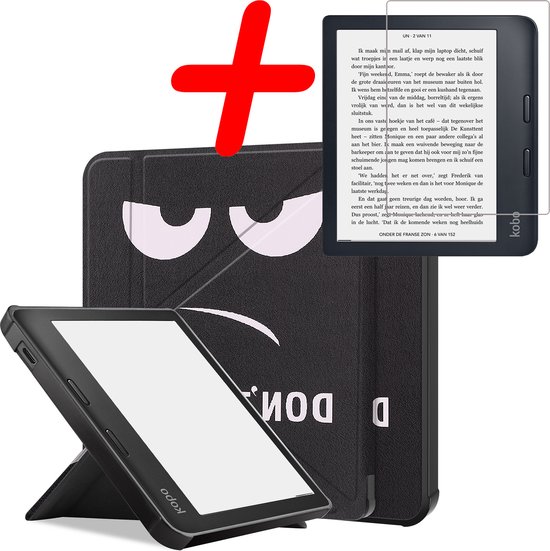 Hoes Geschikt voor Kobo Libra 2 Hoesje Bookcase Cover Hoes Trifold Met Screenprotector - Hoesje Geschikt voor Kobo Libra 2 Hoes Cover Case - Don't Touch Me van LC.IMEEKE