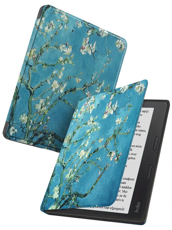 Hoes Geschikt voor Kobo Libra 2 - Luxe E-reader Bescherm Case - Hoesje Book Cover - Bloesem