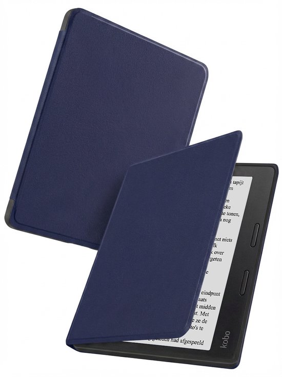 Hoes Geschikt voor Kobo Libra 2 - Luxe E-reader Bescherm Case - Hoesje Book Cover - Donkerblauw