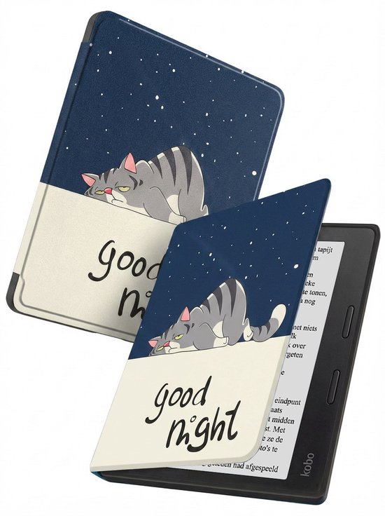 Hoes Geschikt voor Kobo Libra 2 - Luxe E-reader Bescherm Case - Hoesje Book Cover - Kat