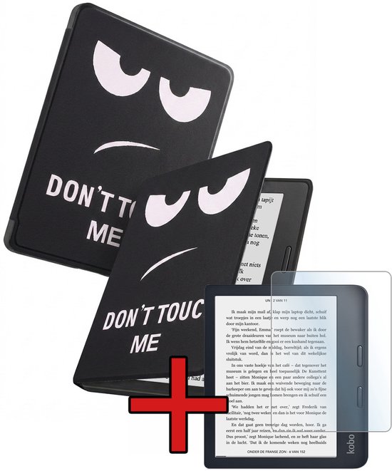 Hoes Geschikt voor Kobo Libra 2 - Met Screenprotector - Luxe E-reader Bescherm Case - Hoesje Book Cover - Don't Touch Me