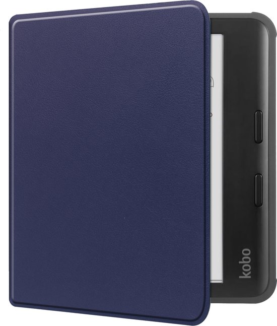 Hoes Geschikt voor Kobo Libra Colour Hoesje Bookcase Cover Book Case Hoes Sleepcover - Donkerblauw van Merkloos