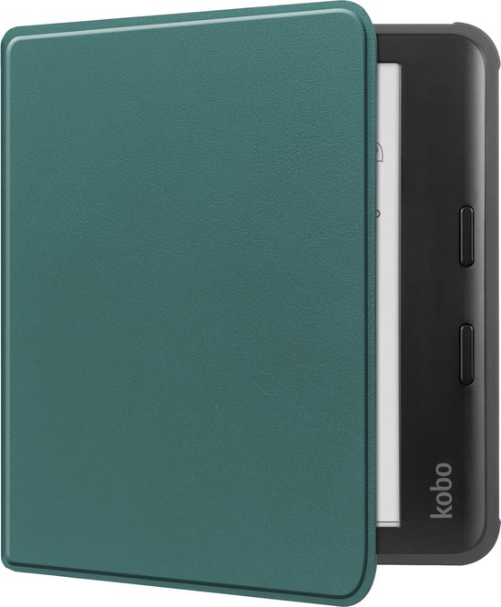 Hoes Geschikt voor Kobo Libra Colour Hoesje Bookcase Cover Book Case Hoes Sleepcover - Donkergroen van HELDTORE