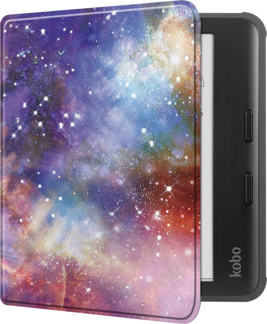 Hoes Geschikt voor Kobo Libra Colour Hoesje Bookcase Cover Book Case Hoes Sleepcover - Galaxy van EchtQ®