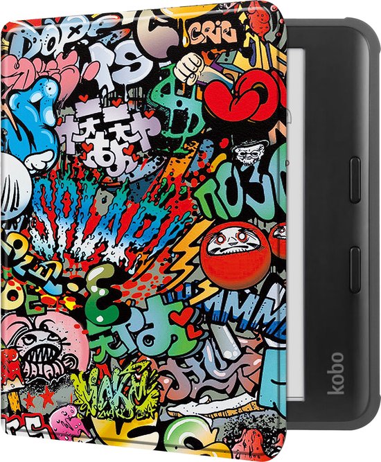 Hoes Geschikt voor Kobo Libra Colour Hoesje Bookcase Cover Book Case Hoes Sleepcover - Graffity van Casnovo