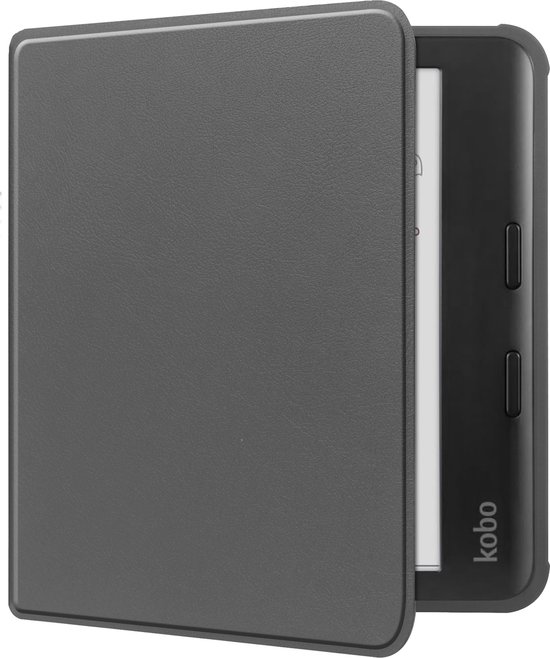 Hoes Geschikt voor Kobo Libra Colour Hoesje Bookcase Cover Book Case Hoes Sleepcover - Grijs van Elles(+)