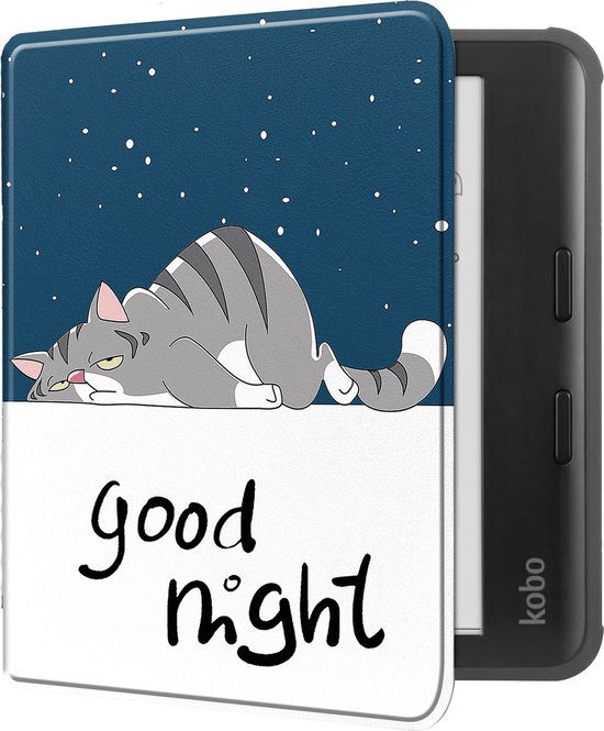 Hoes Geschikt voor Kobo Libra Colour Hoesje Bookcase Cover Book Case Hoes Sleepcover - Kat van Smart Creation