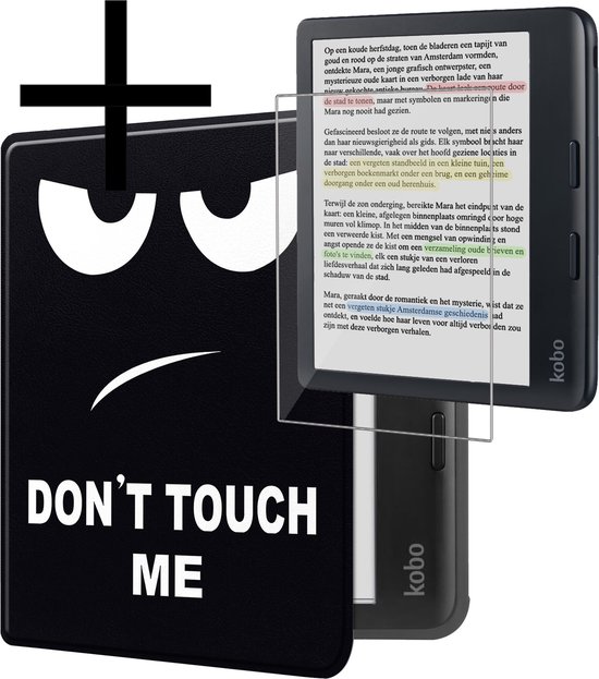 Hoes Geschikt voor Kobo Libra Colour Hoesje Bookcase Cover Book Case Hoes Sleepcover Met Screenprotector - Don't Touch Me van Caybi.
