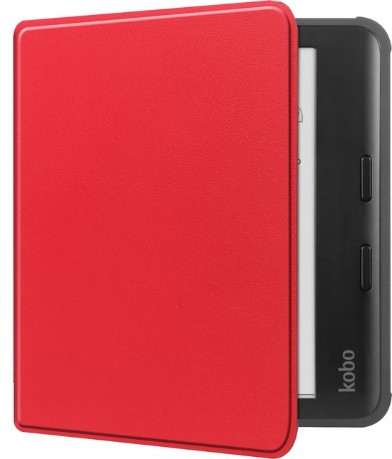 Hoes Geschikt voor Kobo Libra Colour Hoesje Bookcase Cover Book Case Hoes Sleepcover - Rood van iMoshion