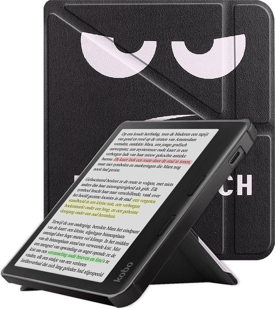 Hoes Geschikt voor Kobo Libra Colour Hoesje Bookcase Cover Book Case Hoes Sleepcover Trifold - Don't Touch Me van Dux Ducis