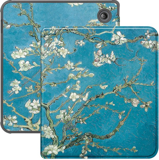 Hoes Geschikt voor Kobo Libra Colour Hoesje Bookcase Cover Hoes - Hoesje Geschikt voor Kobo Libra Colour Hoes Cover Case - Bloesem van GadgetBay