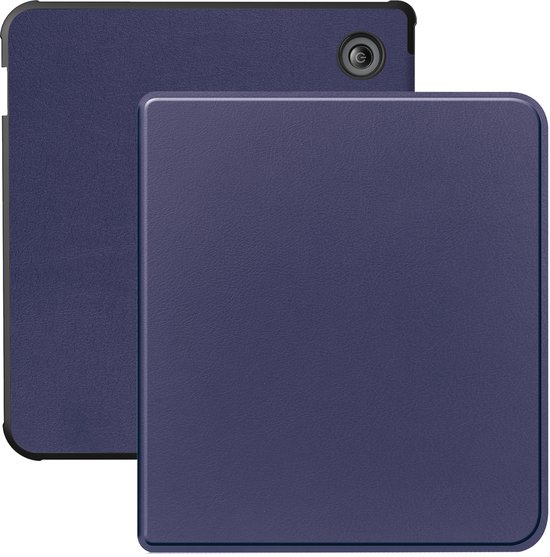Hoes Geschikt voor Kobo Libra Colour Hoesje Bookcase Cover Hoes - Hoesje Geschikt voor Kobo Libra Colour Hoes Cover Case - Donkerblauw van Awellox