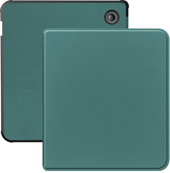 Hoes Geschikt voor Kobo Libra Colour Hoesje Bookcase Cover Hoes - Hoesje Geschikt voor Kobo Libra Colour Hoes Cover Case - Donkergroen van Muizenburg
