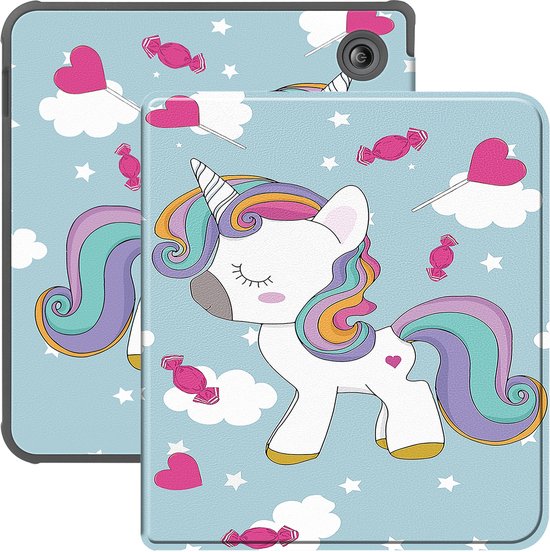 Hoes Geschikt voor Kobo Libra Colour Hoesje Bookcase Cover Hoes - Hoesje Geschikt voor Kobo Libra Colour Hoes Cover Case - Eenhoorn van MMOBIEL