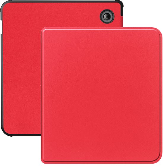 Hoes Geschikt voor Kobo Libra Colour Hoesje Bookcase Cover Hoes - Hoesje Geschikt voor Kobo Libra Colour Hoes Cover Case - Rood van Merkloos