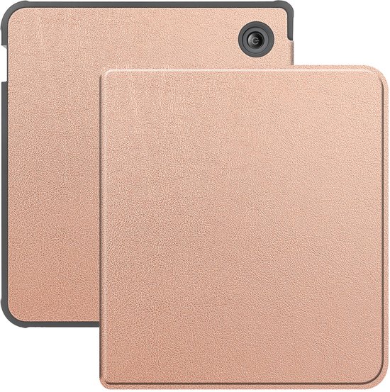 Hoes Geschikt voor Kobo Libra Colour Hoesje Bookcase Cover Hoes - Hoesje Geschikt voor Kobo Libra Colour Hoes Cover Case - Rosé Goud van Smartfox
