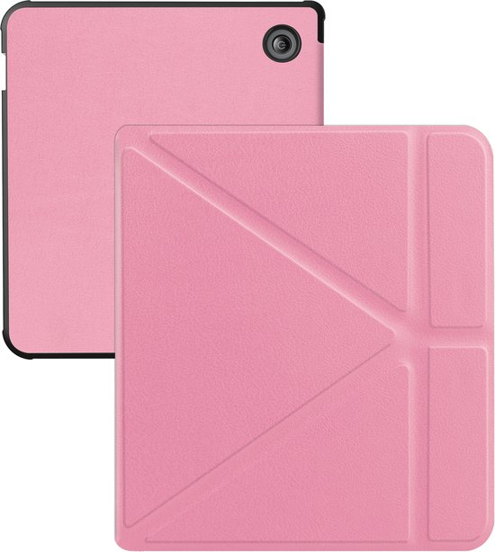 Hoes Geschikt voor Kobo Libra Colour Hoesje Bookcase Cover Hoes - Hoesje Geschikt voor Kobo Libra Colour Hoes Cover Case - Roze van Merkloos