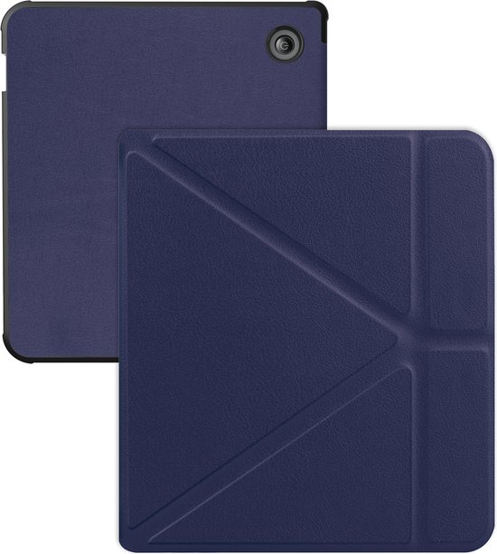 Hoes Geschikt voor Kobo Libra Colour Hoesje Bookcase Cover Hoes Trifold - Hoesje Geschikt voor Kobo Libra Colour Hoes Cover Case - Donkerblauw van TechAcc.