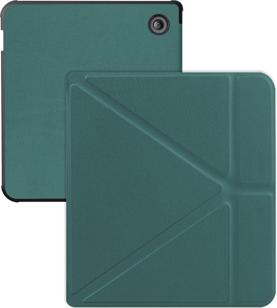 Hoes Geschikt voor Kobo Libra Colour Hoesje Bookcase Cover Hoes Trifold - Hoesje Geschikt voor Kobo Libra Colour Hoes Cover Case - Donkergroen van EZstick